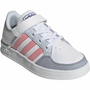 adidas BREAKNET C Dětské vycházkové tenisky, Bílá,Šedá,Růžová, velikost 30