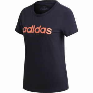 adidas E LIN SLIM TEE Dámské tričko, Tmavě modrá,Oranžová, velikost