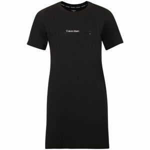 Calvin Klein EMBOSSED ICON LOUNGE-S/S NIGHSHIRT Dámské šaty, černá, veľkosť L