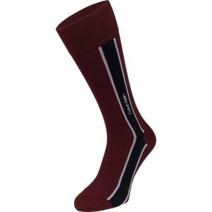 Calvin Klein VERTICAL STRIPE CREW Pánské ponožky, vínová, velikost 40-46