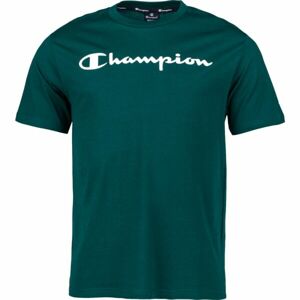 Champion CREWNECK T-SHIRT Pánské tričko, Tmavě zelená,Bílá, velikost M