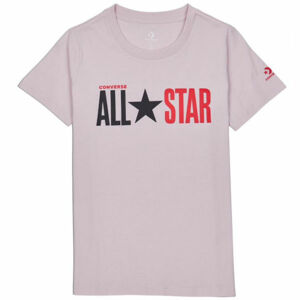 Converse ALL STAR SHORT SLEEVE CREW T-SHIRT Dámské tričko, Růžová,Červená, velikost XS