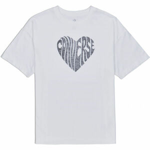 Converse WOMENS HEART REVERSE PRINT TEE Dámské tričko, bílá, velikost XS