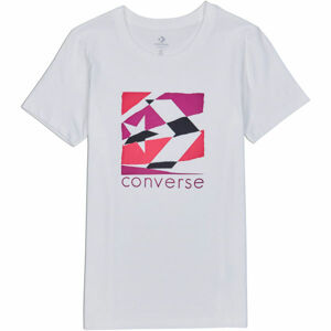 Converse WOMENS TORN CLASSIC TEE Dámské tričko, Bílá,Růžová, velikost