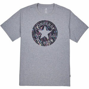 Converse SPLATTER PAINT CHUCK PATCH SHORT SLEEVE TEE Pánské tričko, šedá, velikost XL