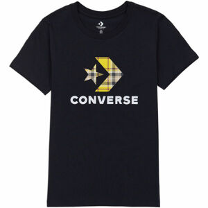 Converse WOMENS STAR CHEVRON PLAID INFILL TEE Dámské tričko, černá, velikost L
