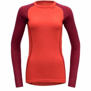 Devold DUO ACTIVE WOMAN SHIRT Vlněné tričko s dlouhým rukávem, červená, velikost L