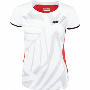 Lotto TOP TEN W TEE PRT 2 PL Dámské tenisové tričko, Bílá,Červená,Mix, velikost XL