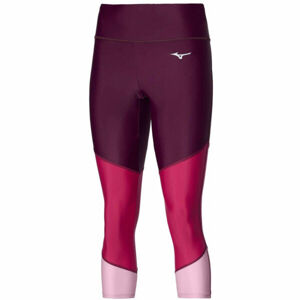 Mizuno RED CORE TIGHT Dámské běžecké 3/4 kalhoty, Vínová,Růžová,Červená, velikost S