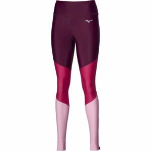 Mizuno CORE LONG TIGHT Dámské běžecké elastické kalhoty, Vínová,Růžová,Červená, velikost XL