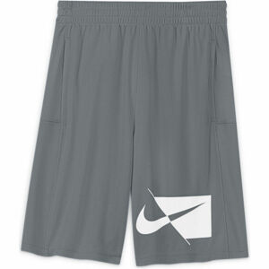 Nike DRY HBR SHORT B Chlapecké tréninkové šortky, Šedá,Bílá, velikost XL