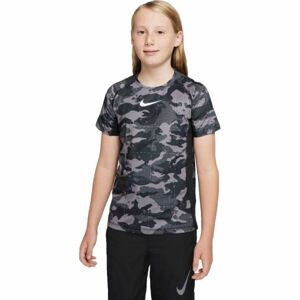 Nike NP DF SS TOP AOP B Chlapecké tréninkové tričko, tmavě šedá, velikost XL