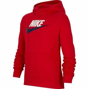 Nike NSW PO HOODIE CLUB FLC HBR červená XS - Chlapecká mikina