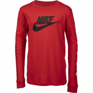 Nike NSW TEE LS FUTURA B Chlapecké tričko s dlouhým rukávem, červená, velikost