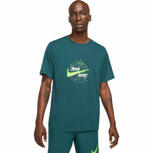 Nike DF MILER TOP SS WR GX M Pánské běžecké tričko, Tyrkysová,Světle zelená,Bílá, velikost XL