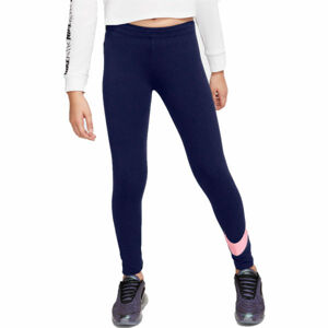Nike NSW FAVORITES SWSH Dívčí legíny, tmavě modrá, veľkosť M