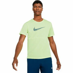 Nike BREATHE RUN TOP SS WR GX M Pánské běžecké tričko, Světle zelená,Tmavě šedá, velikost