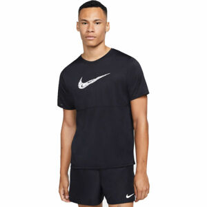 Nike BREATHE RUN TOP SS WR GX M Pánské běžecké tričko, Černá,Bílá, velikost