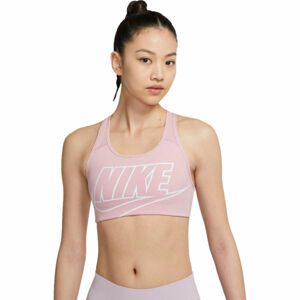 Nike SWOOSH FUTURA BRA Dámská sportovní podprsenka, Růžová,Bílá, velikost