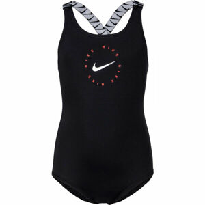 Nike LOGO TAPE Dívčí jednodílné plavky, černá, velikost L