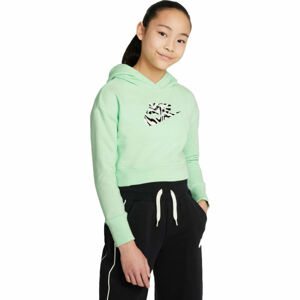 Nike NSW CROP HOODIE FILL Dívčí mikina, Světle zelená,Černá,Bílá, velikost