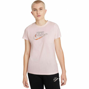 Nike NSW TEE FUTURA W Dámské tričko, Růžová,Černá, velikost L