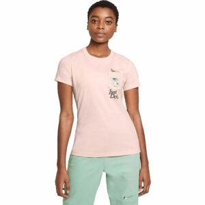 Nike NSW TEE REG SS PKT NATURE BIE W Dámské tričko, Růžová,Černá, velikost