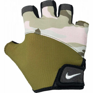 Nike GYM ELEMENTAL FITNESS GLOVES Dámské fitness rukavice, Khaki,Mix,Bílá, velikost M