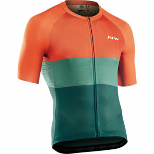 Northwave BLADE AIR Pánský cyklistický dres, Oranžová,Tmavě zelená,Zelená, velikost XL