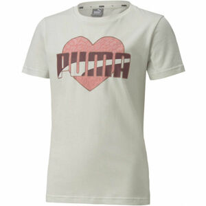 Puma ALPHA TEE G Dívčí volnočasové triko, Bílá,Mix, velikost