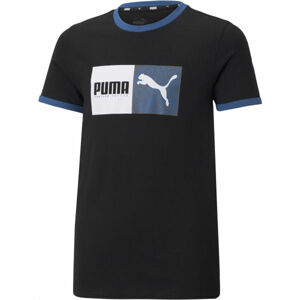 Puma ALPHA TEE Chlapecké sportovní triko, Černá,Bílá,Modrá, velikost