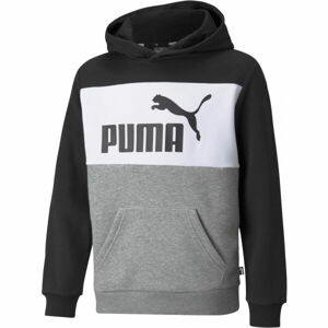 Puma ESS+COLORBLOCK HOODIE FL B Chlapecká mikina, černá, velikost 164