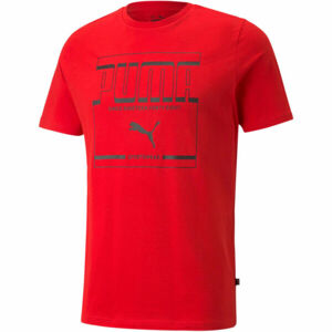 Puma GRAPHIC TEE Pánské triko, Červená,Tmavě šedá, velikost XXL
