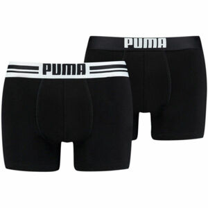 Puma PLACED LOGO BOXER 2P Pánské boxerky, Černá,Bílá, velikost M