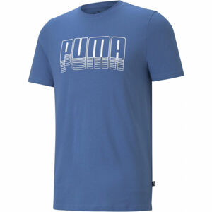 Puma PUMA BASIC TEE Pánské triko, Světle modrá,Bílá, velikost XXL