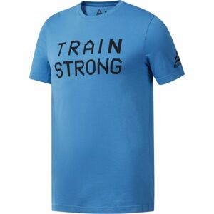Reebok GS TRAIN STRONG TEE Pánské tričko, Modrá,Bílá, velikost S