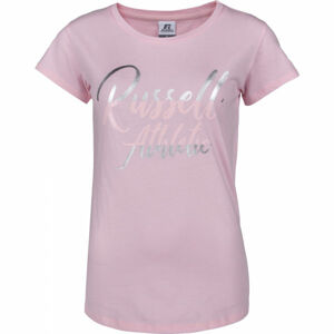 Russell Athletic SL SATIN LOGO S/S TEE Dámské tričko, Růžová,Stříbrná, velikost