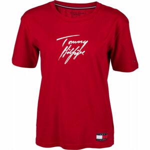 Tommy Hilfiger CN TEE SS LOGO Dámské tričko, vínová, velikost M