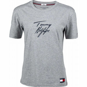 Tommy Hilfiger CN TEE SS LOGO šedá L - Dámské tričko