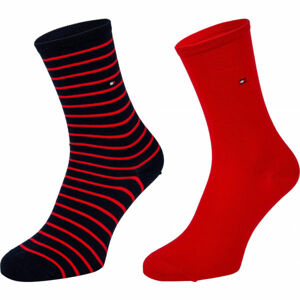 Tommy Hilfiger WOMEN SMALL STRIPE 2P Dámské ponožky, červená, velikost 39-42