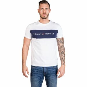Tommy Hilfiger CN SS TEE LOGO FLAG bílá M - Pánské tričko