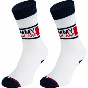 Tommy Hilfiger UNISEX TOMMY JEANS SOCK 2P Unisexové ponožky, bílá, velikost 43-46